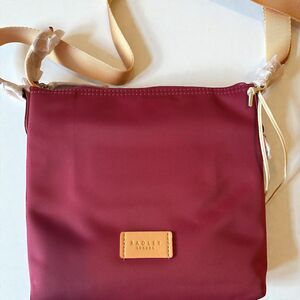 Radley London New Burgundy Nylon Crossbody Bag NWT Adjustable Strap